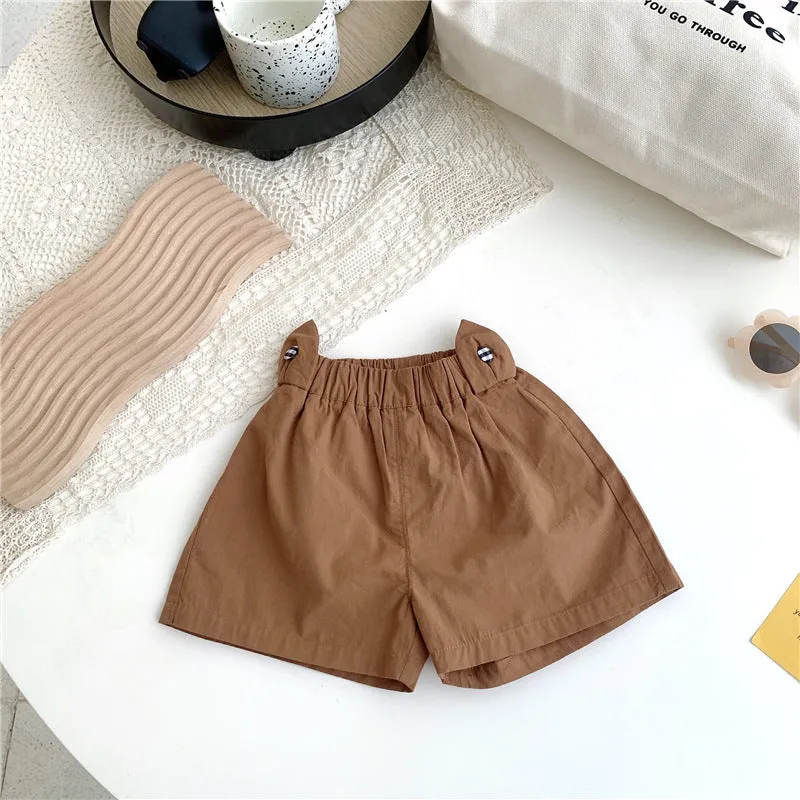 2 Pieces Set Baby Kid Girls Checked Tank Tops And Solid Color Shorts