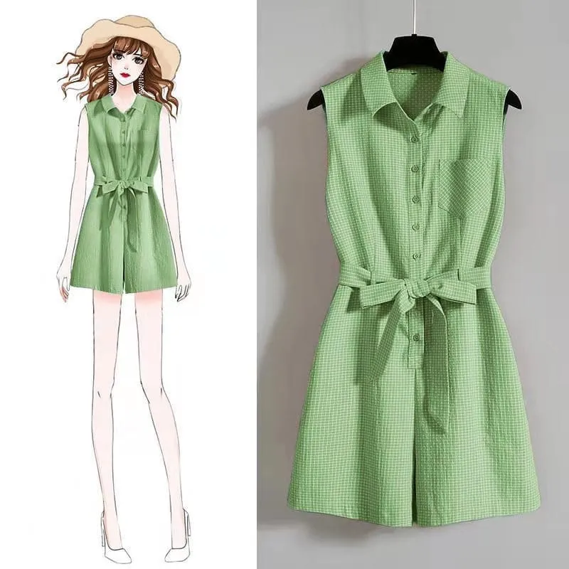 2022 Sleeveless Female Jumpsuit High Waist Playsuit