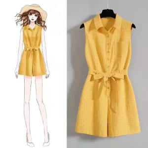 2022 Sleeveless Female Jumpsuit High Waist Playsuit