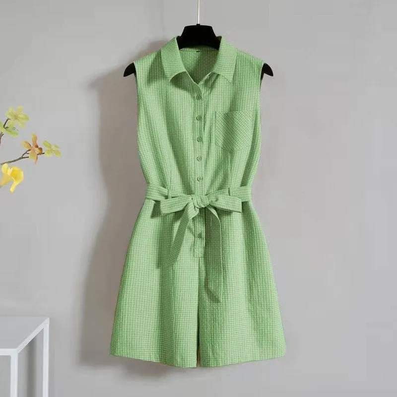 2022 Sleeveless Female Jumpsuit High Waist Playsuit