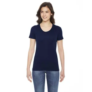 American Apparel Women's Navy Poly-Cotton Short-Sleeve Crewneck