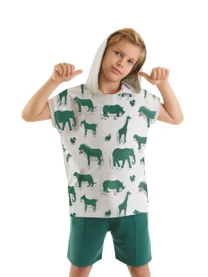 animals erkek çocuk t-shirt şort takim