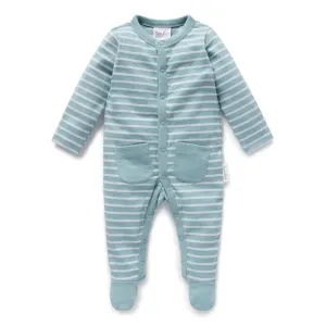 Aster and Oak Stripe Rib Footed Romper