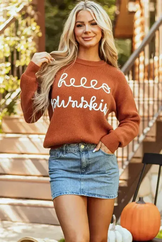Autumn Charm - Hello Pumpkin Graphic Sweater