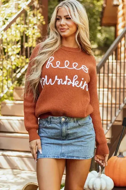 Autumn Charm - Hello Pumpkin Graphic Sweater