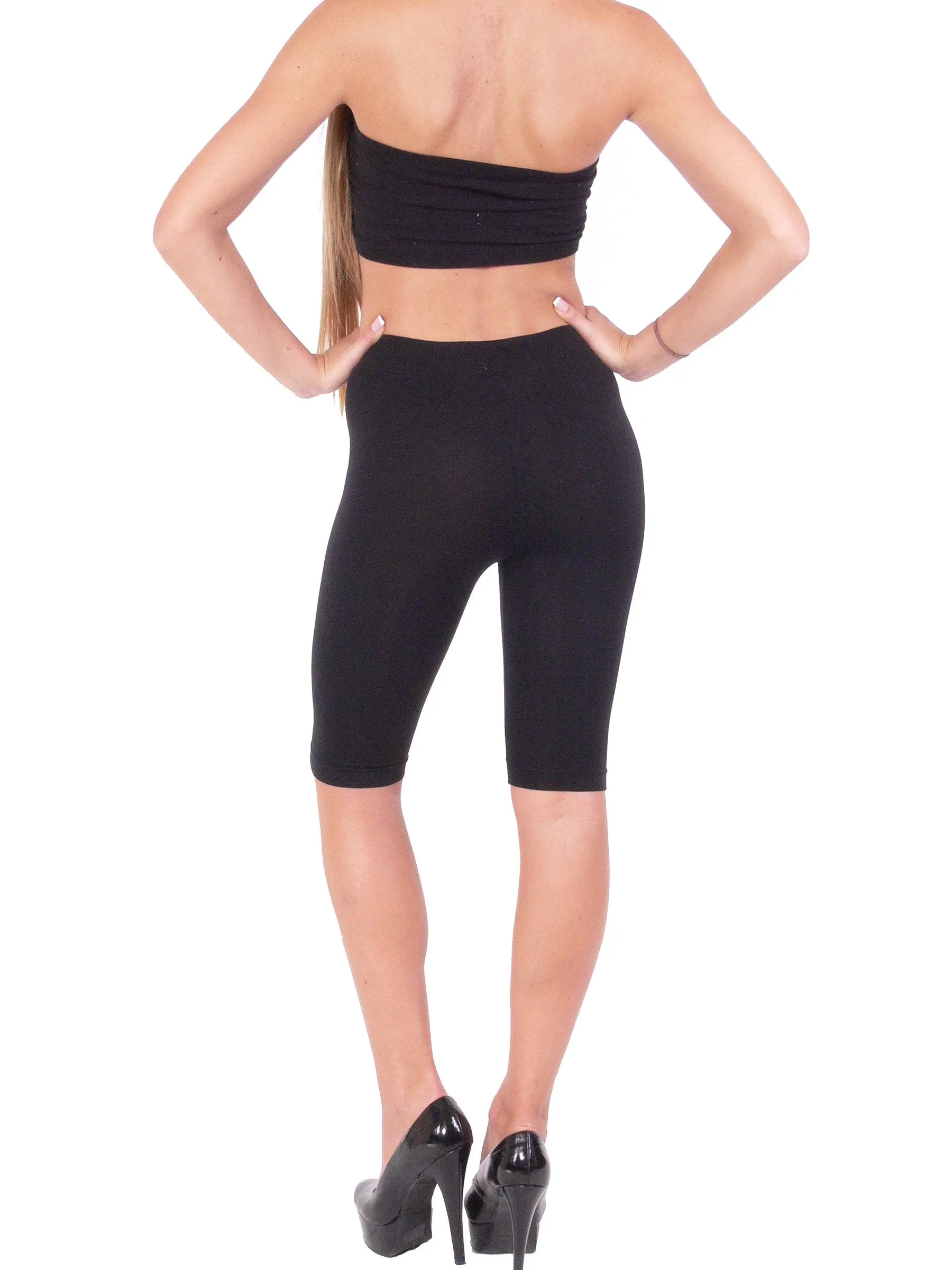 Basic Plain Solid Stretch Bermuda Leggings Skinny Shorts Pants Tights One Size