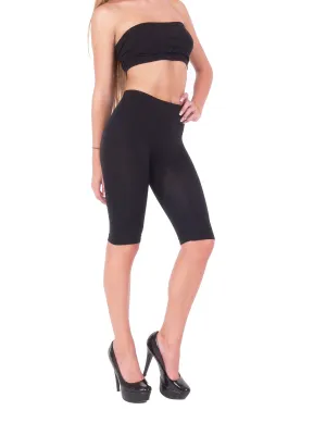 Basic Plain Solid Stretch Bermuda Leggings Skinny Shorts Pants Tights One Size