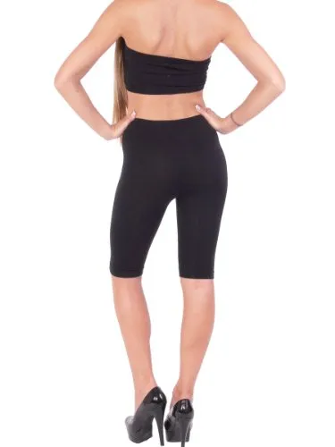 Basic Plain Solid Stretch Bermuda Leggings Skinny Shorts Pants Tights One Size