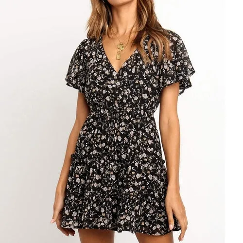 Beach Dress Boho Women Floral Print