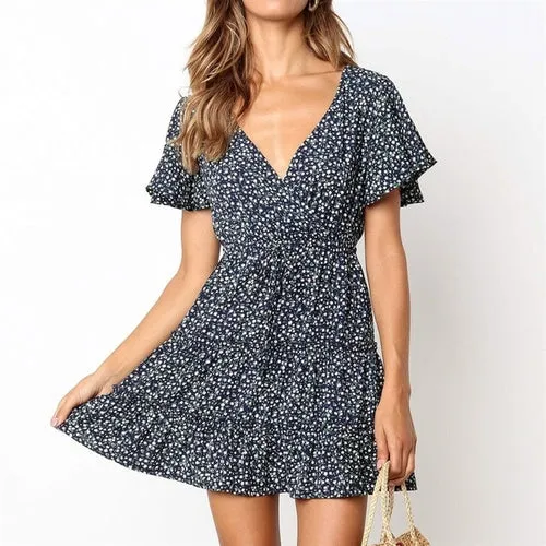 Beach Dress Boho Women Floral Print