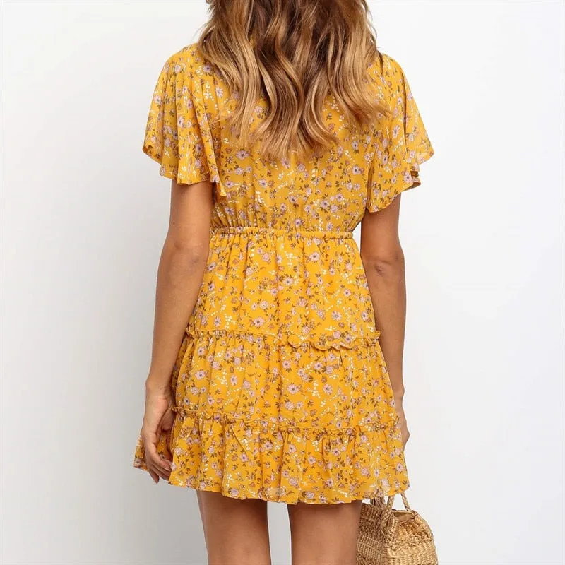 Beach Dress Boho Women Floral Print