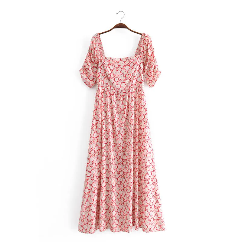 Boho Maxi Dress, Off  Shoulder Sundress, Red Peony