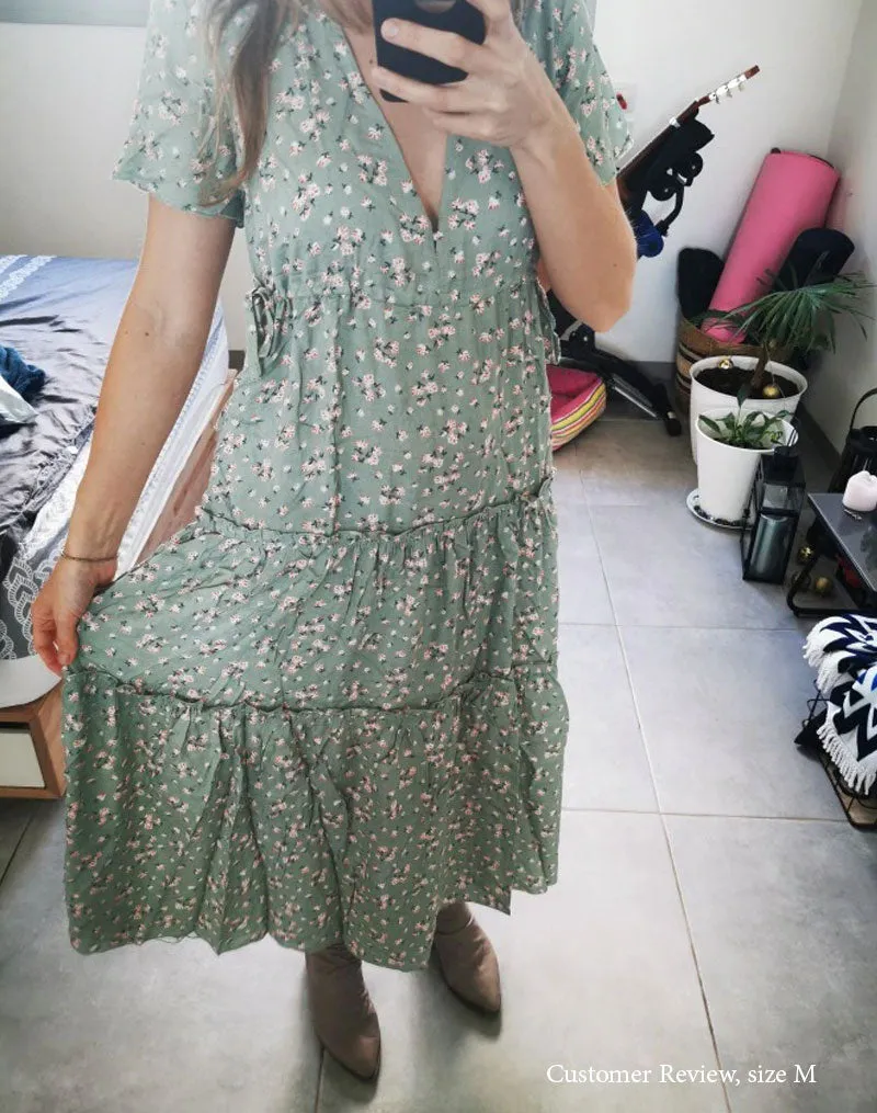 Boho Maxi Dress, Sundress, Serenity in Green