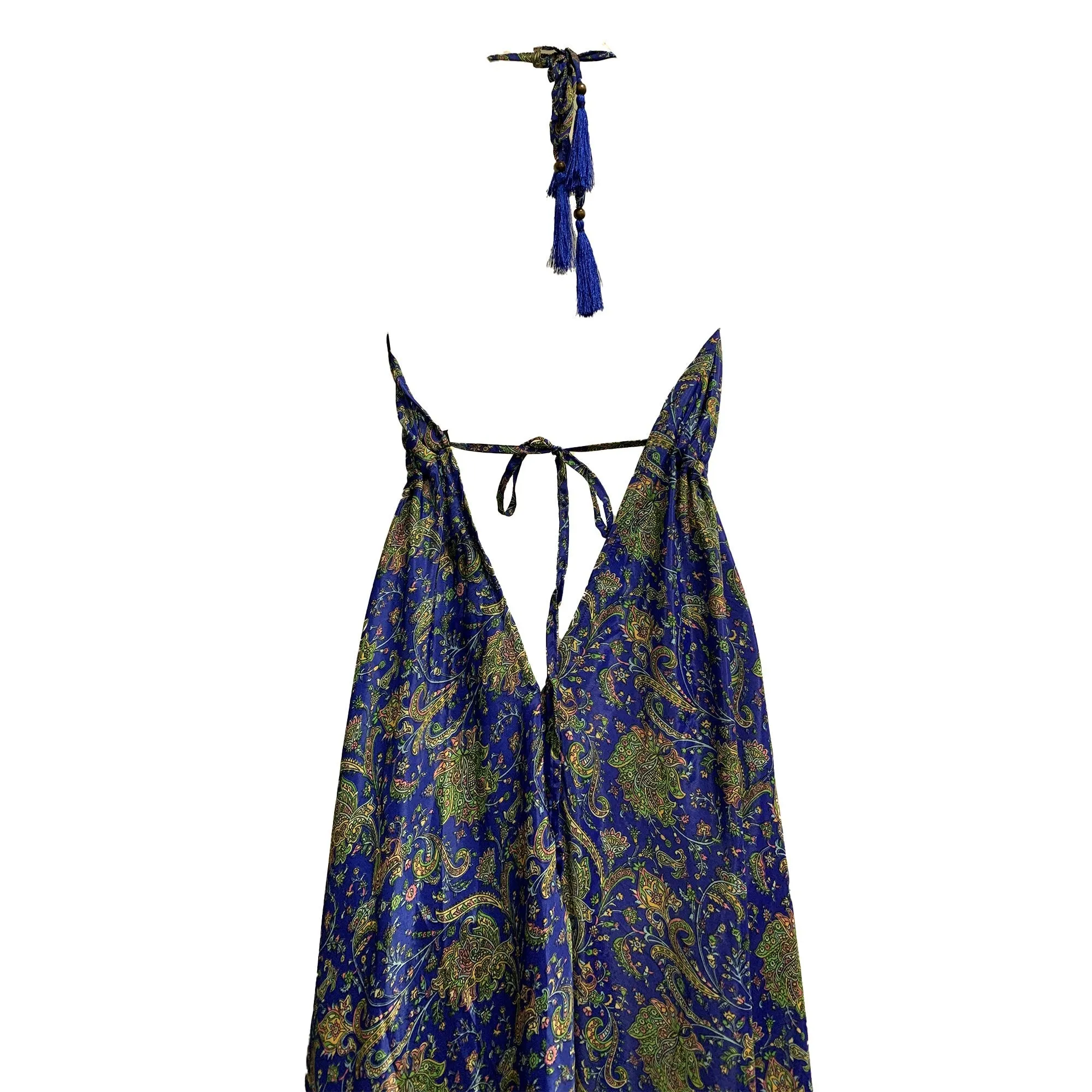 Boho Silk Ruffled Goddess Halter Neck Party Beach Summer Maxi Dress Mona