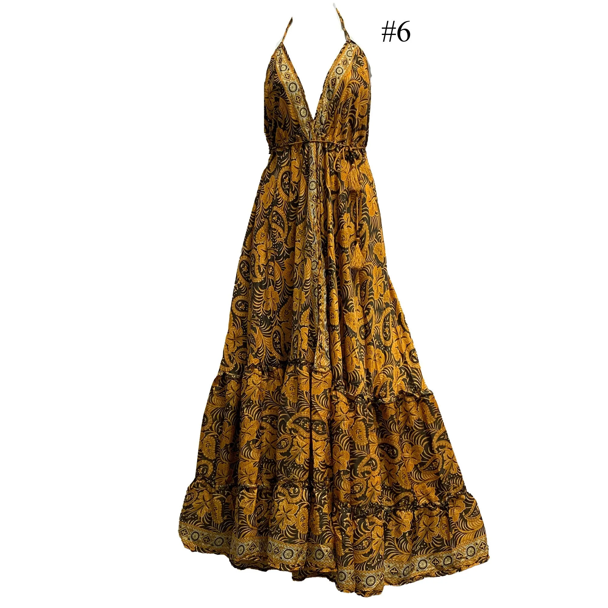 Boho Silk Ruffled Goddess Halter Neck Party Beach Summer Maxi Dress Mona