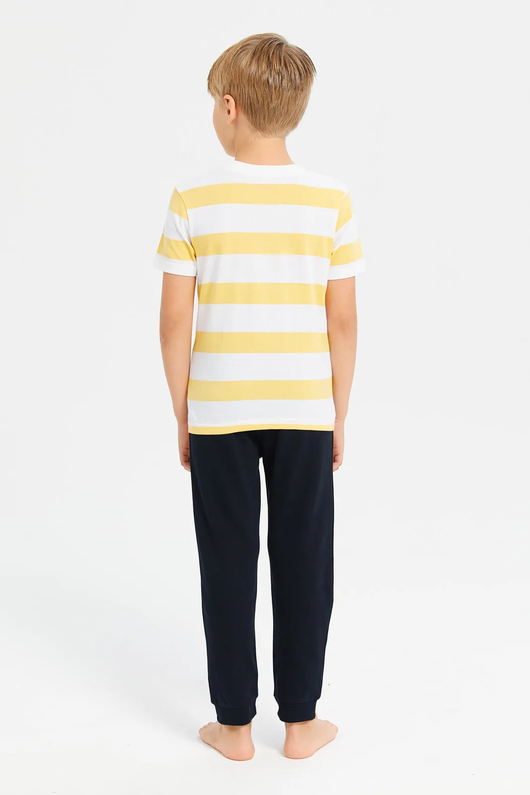 Boys Yellow And Black Stripe Ironman  Pyjama Set (2 Piece)