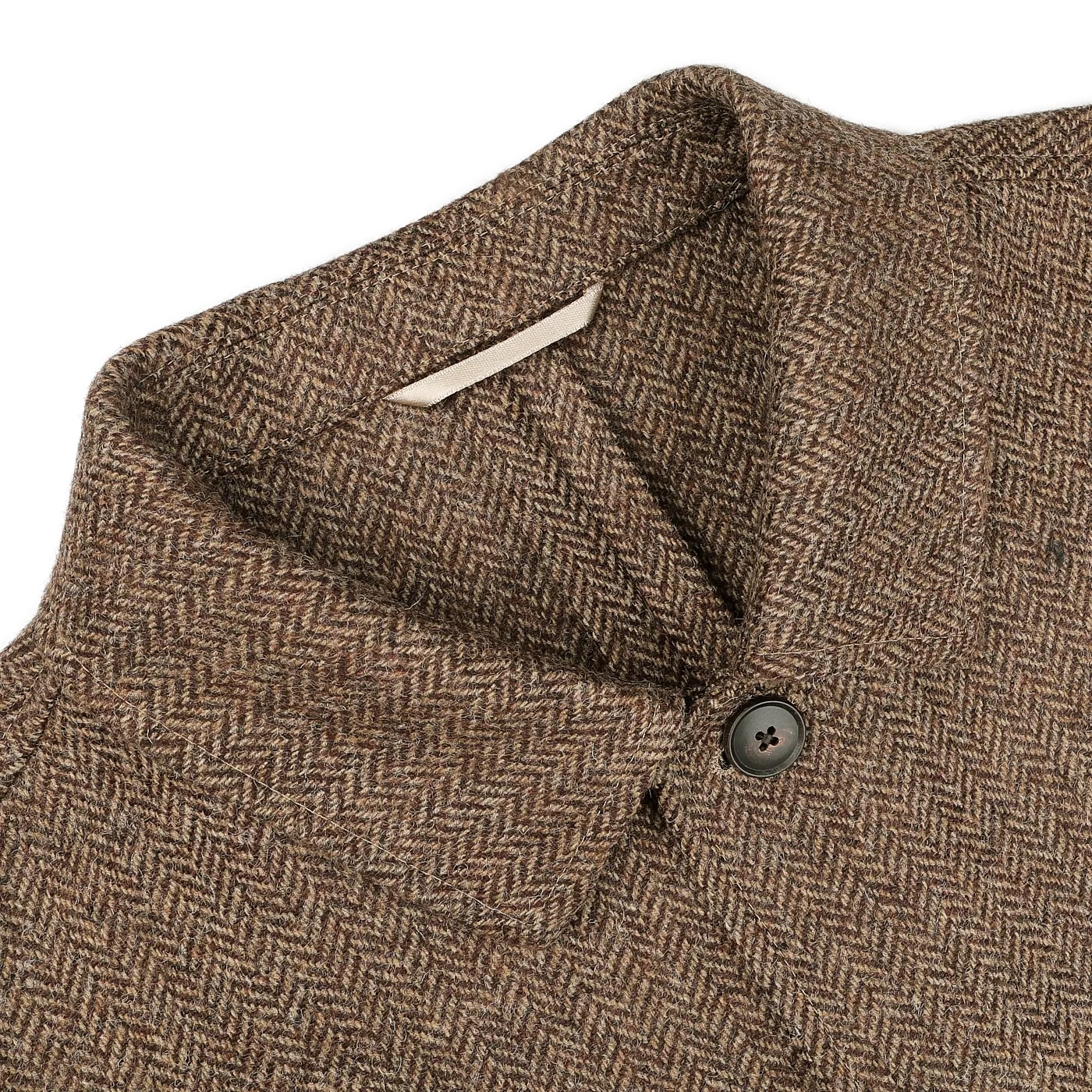 Brown Herringbone Wool Tweed Utility Jacket