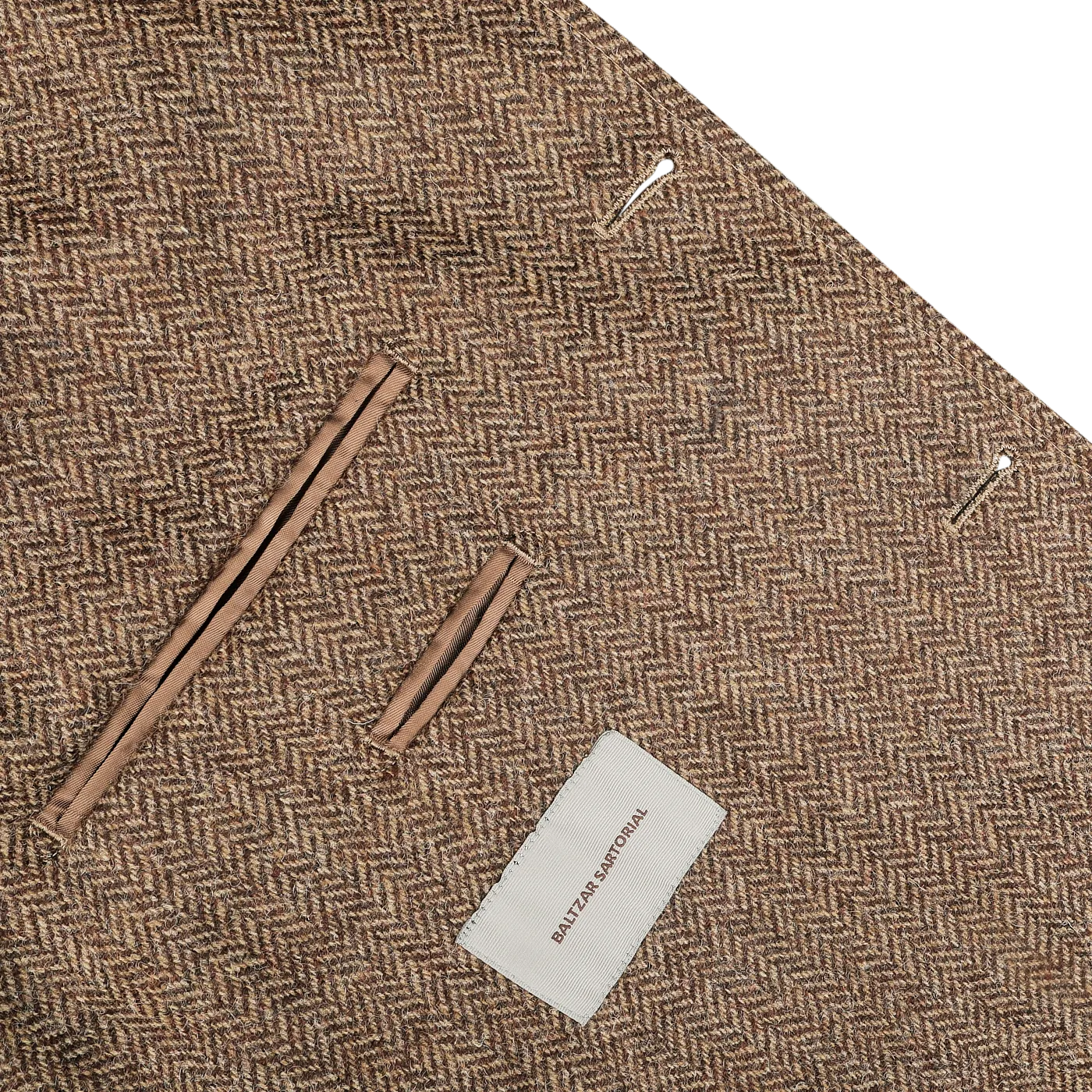 Brown Herringbone Wool Tweed Utility Jacket