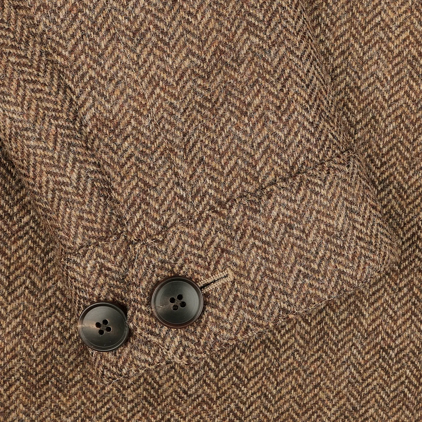 Brown Herringbone Wool Tweed Utility Jacket