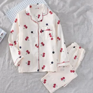 Cartoon Sleepwear Print Pajamas Sets Long Sleeve