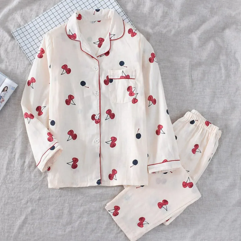 Cartoon Sleepwear Print Pajamas Sets Long Sleeve