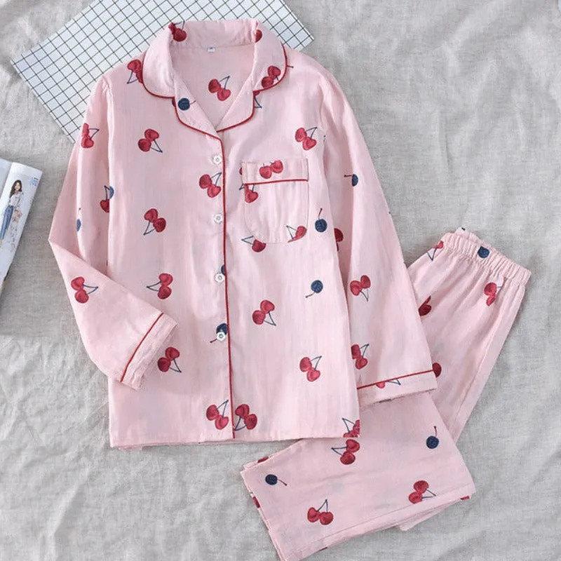 Cartoon Sleepwear Print Pajamas Sets Long Sleeve