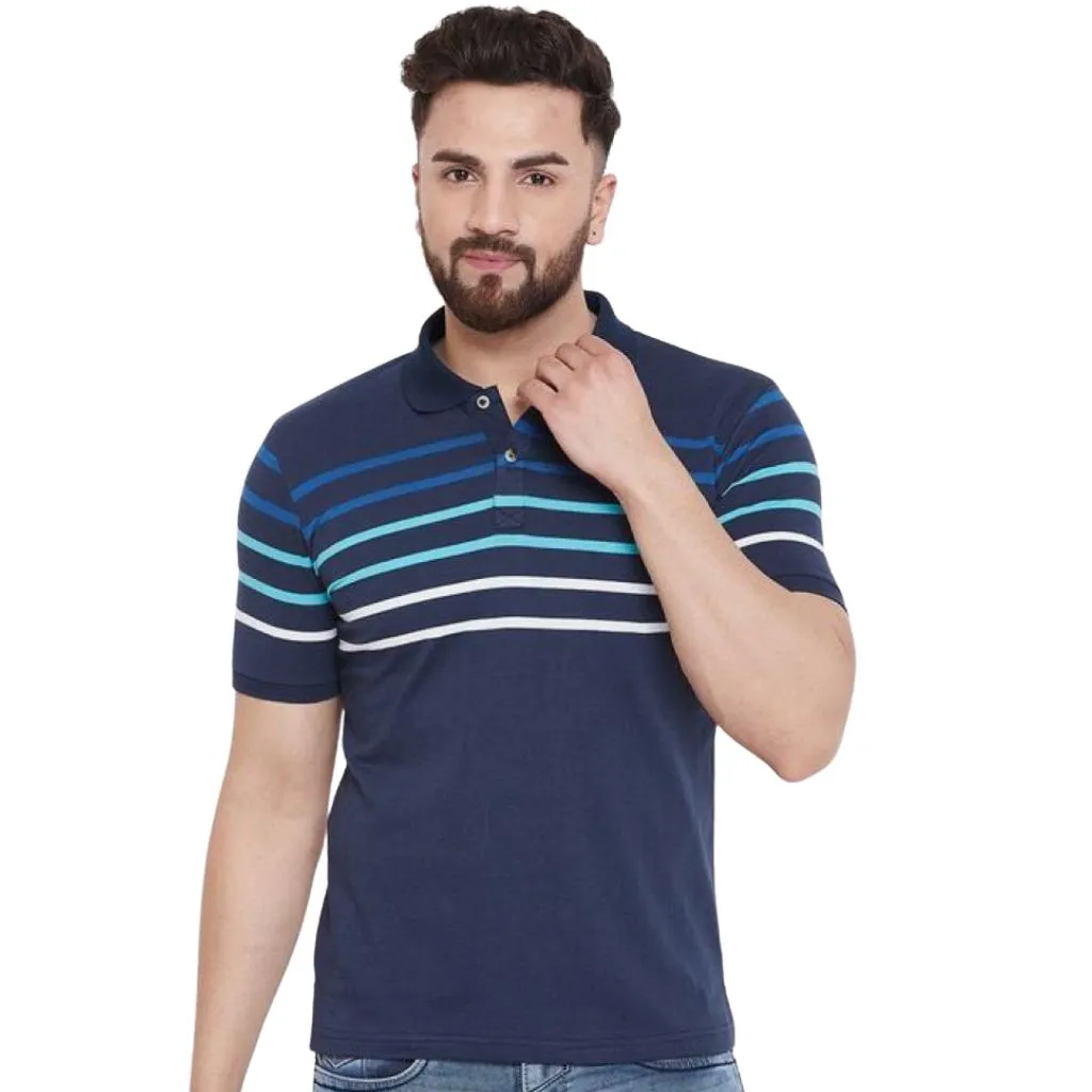 Cotton Printed Striped T-Shirt For Men