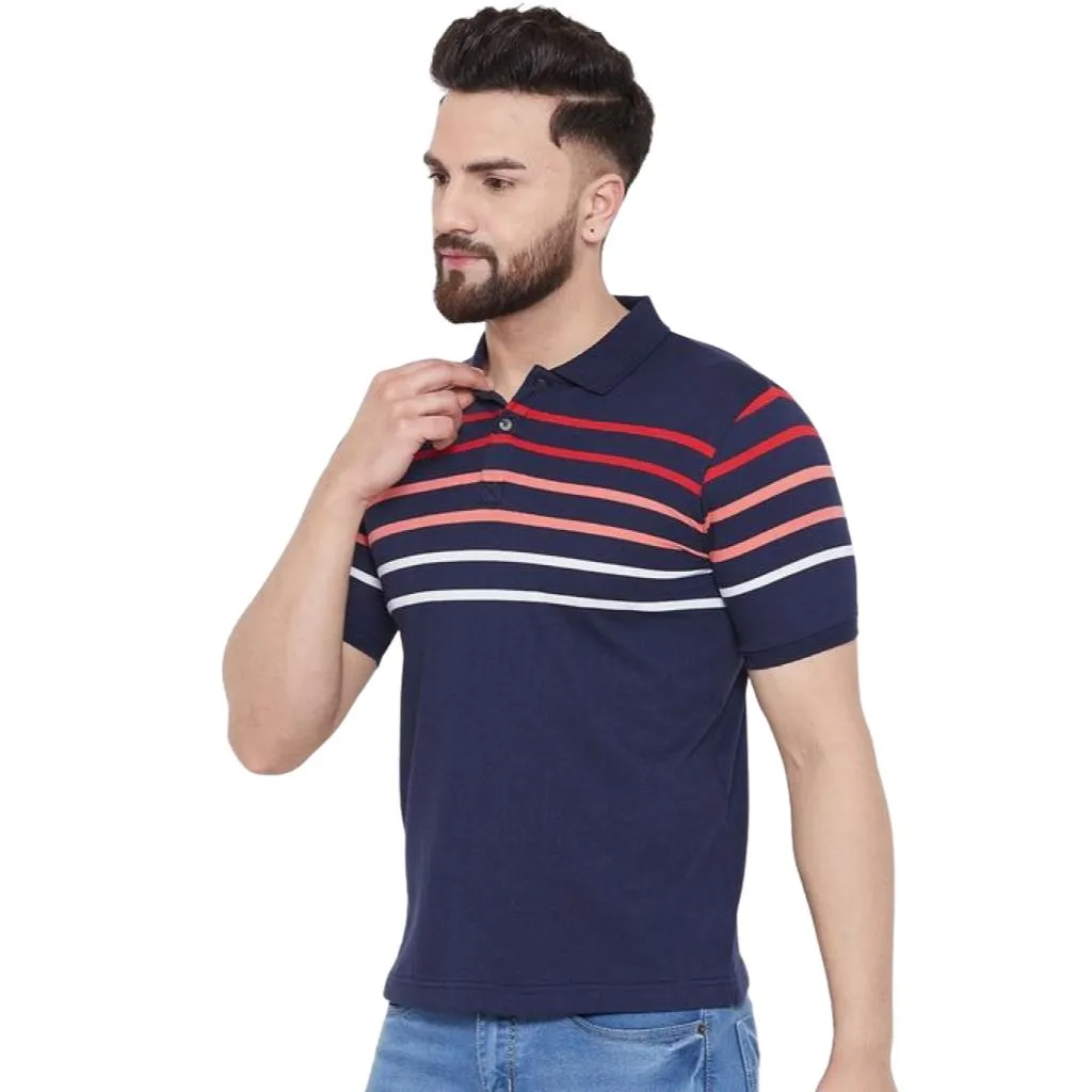 Cotton Printed Striped T-Shirt For Men