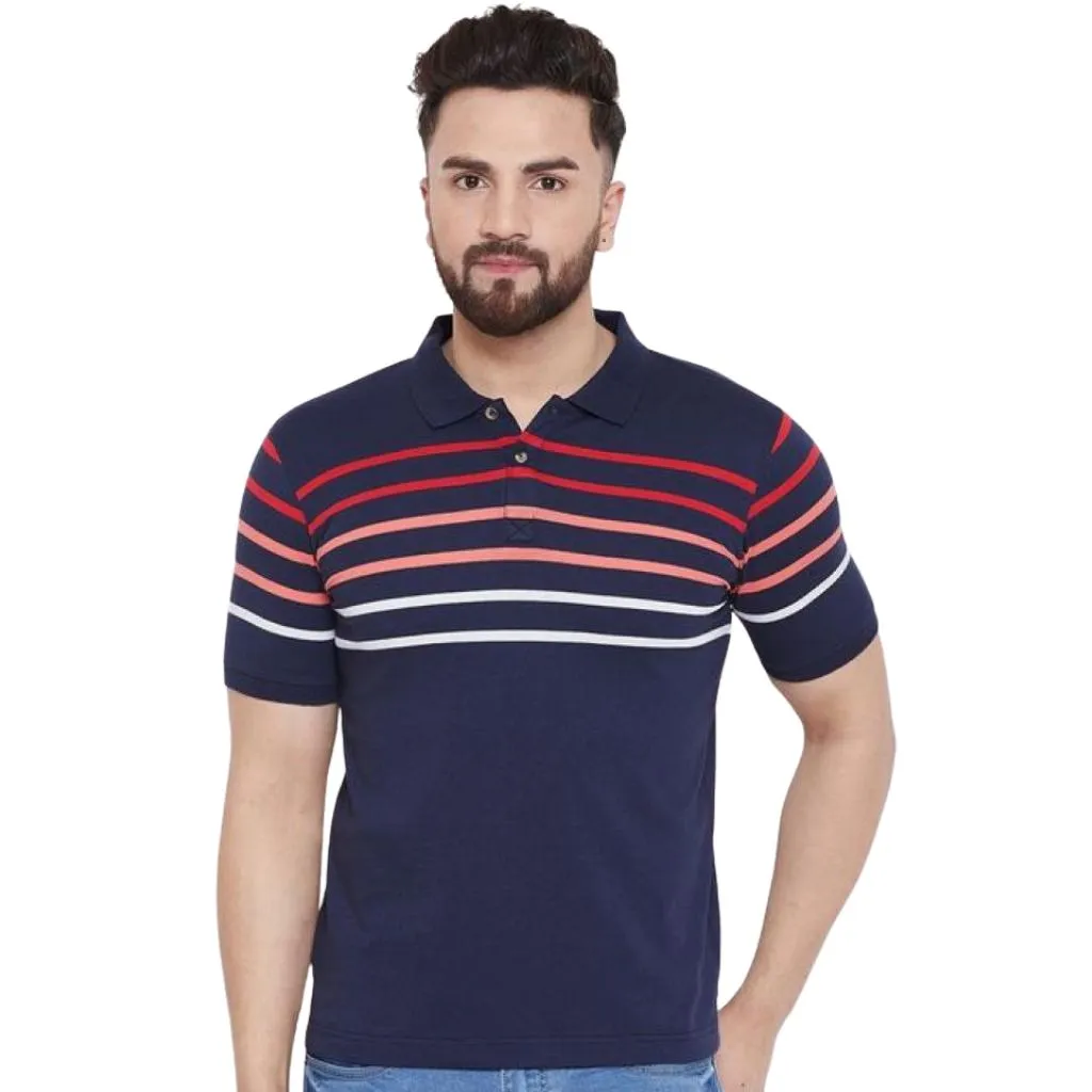 Cotton Printed Striped T-Shirt For Men