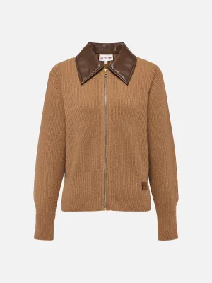 EP YAYING Cashmere Leather Collar Knitted Sweater