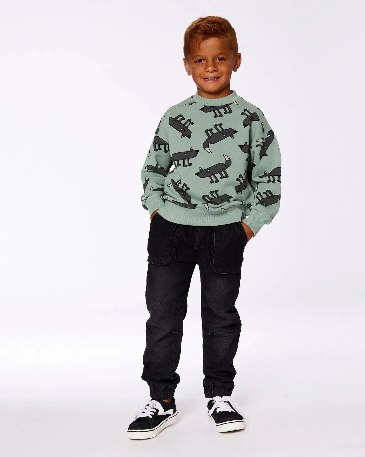 French Terry Denim Jogger Pant Black Jeans
