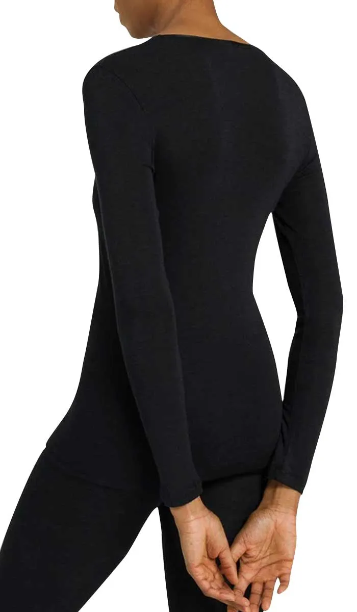 Hanro 70% Wool 30% Silk Top with Long Sleeve in Black 1418