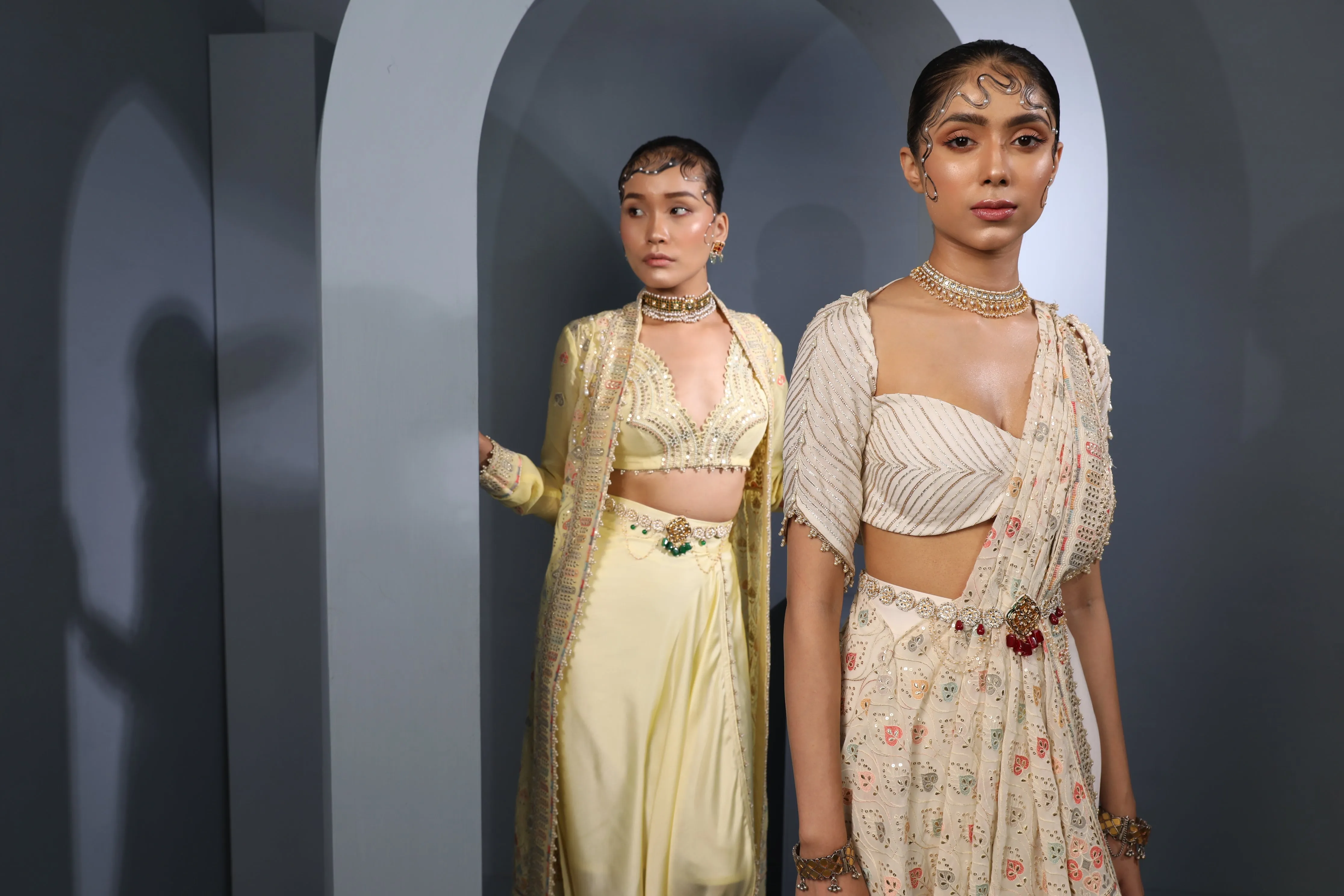 Iris Yellow Draped Cape-Skirt