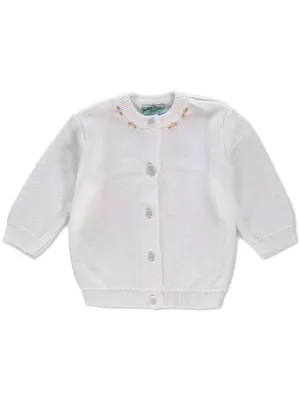 Julius Berger Cotton Cashmere Rosebuds White Baby & Toddler Girl Cardigan