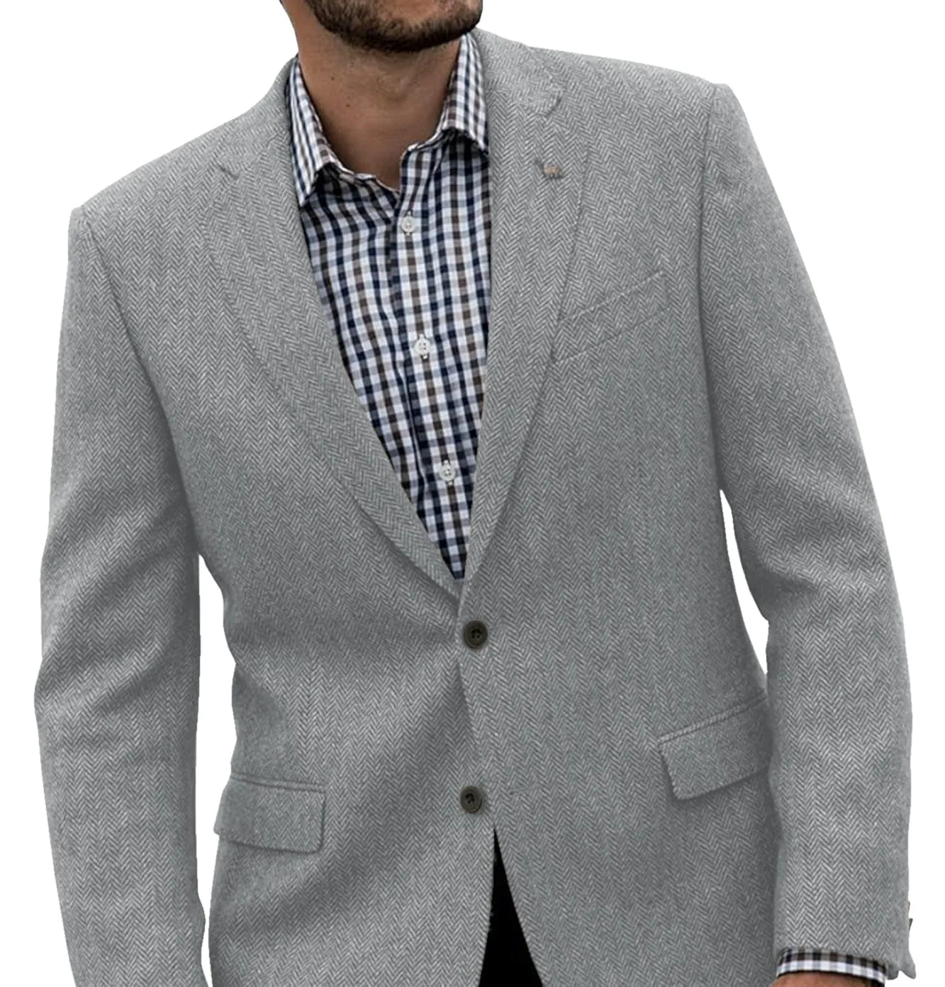 Men's Winter Herringbone Notch Lapel Casual Suit Blazer