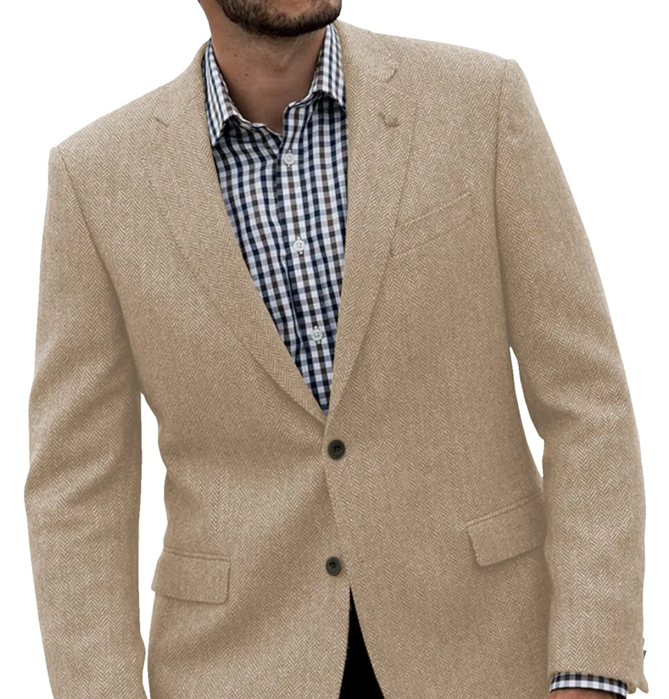 Men's Winter Herringbone Notch Lapel Casual Suit Blazer