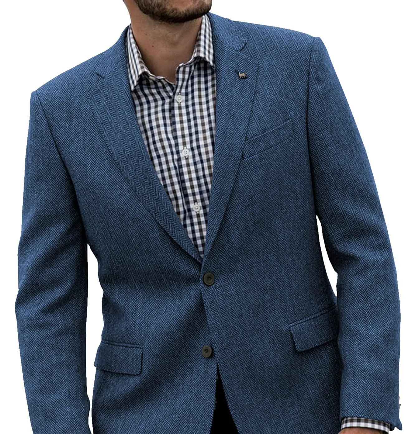 Men's Winter Herringbone Notch Lapel Casual Suit Blazer