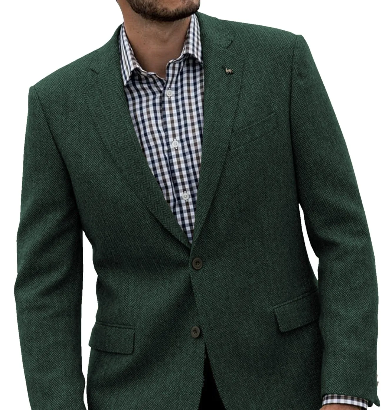 Men's Winter Herringbone Notch Lapel Casual Suit Blazer