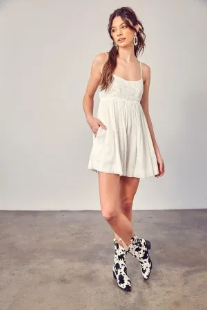 MUSTARD SEED Cotton Jacquard Contrast Detail Romper