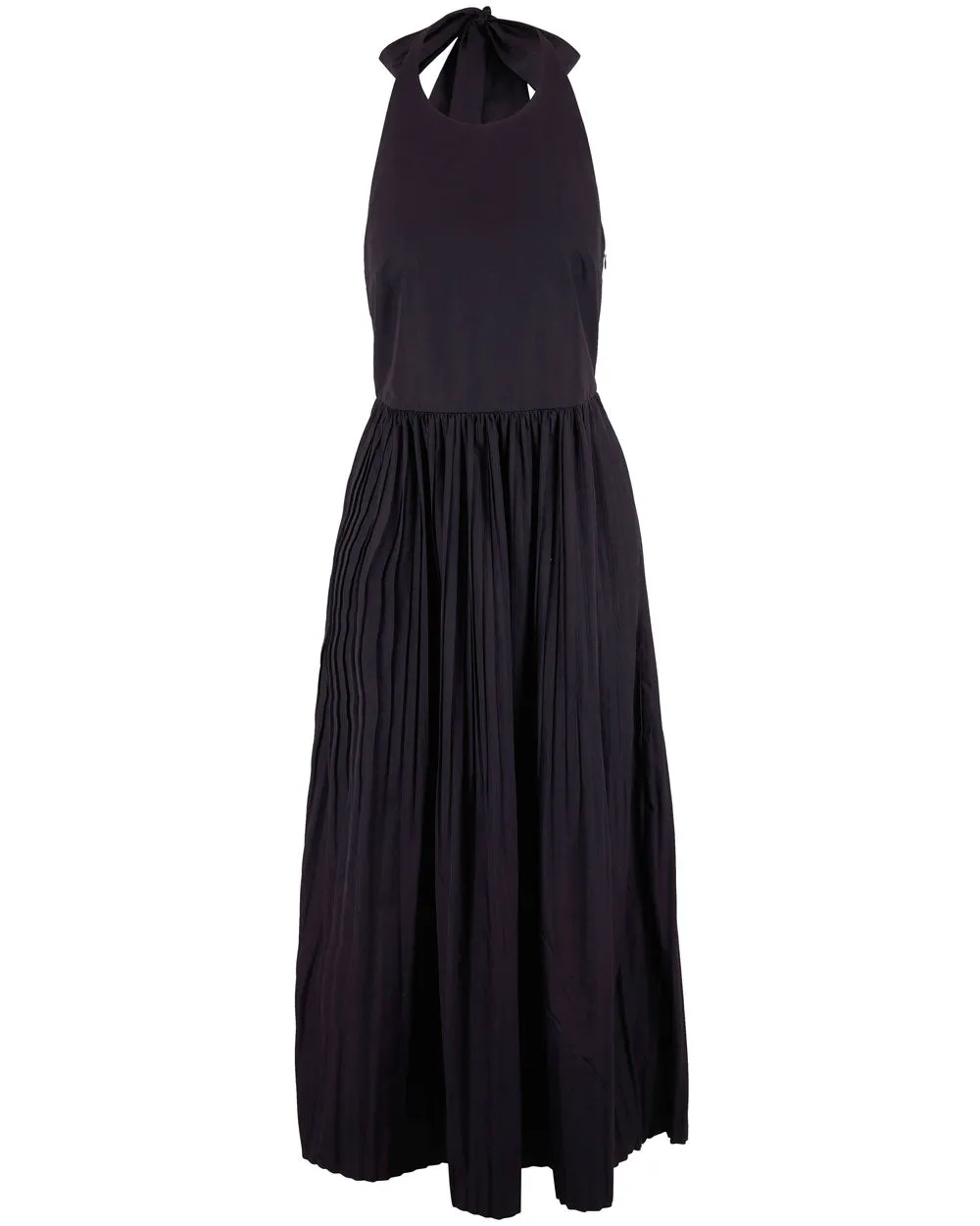 Nero Pleated Halter Neck Maxi Dress