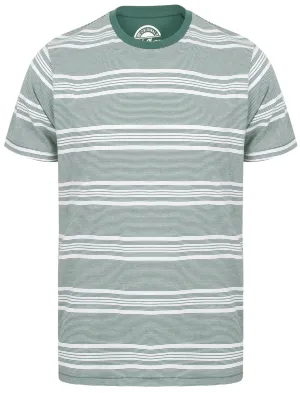 Nissi Cotton Striped Crew Neck T-Shirt In Green - South Shore