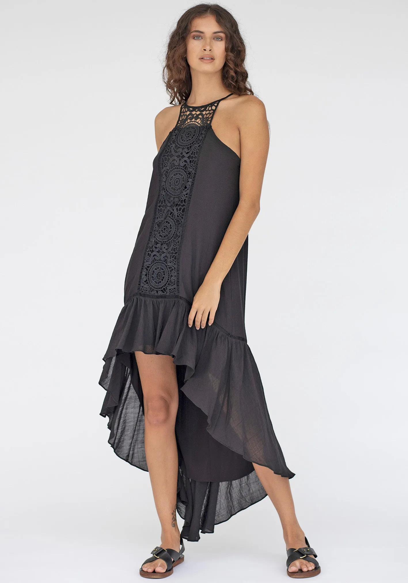 Noosa Lace Front High Low Hem Dress