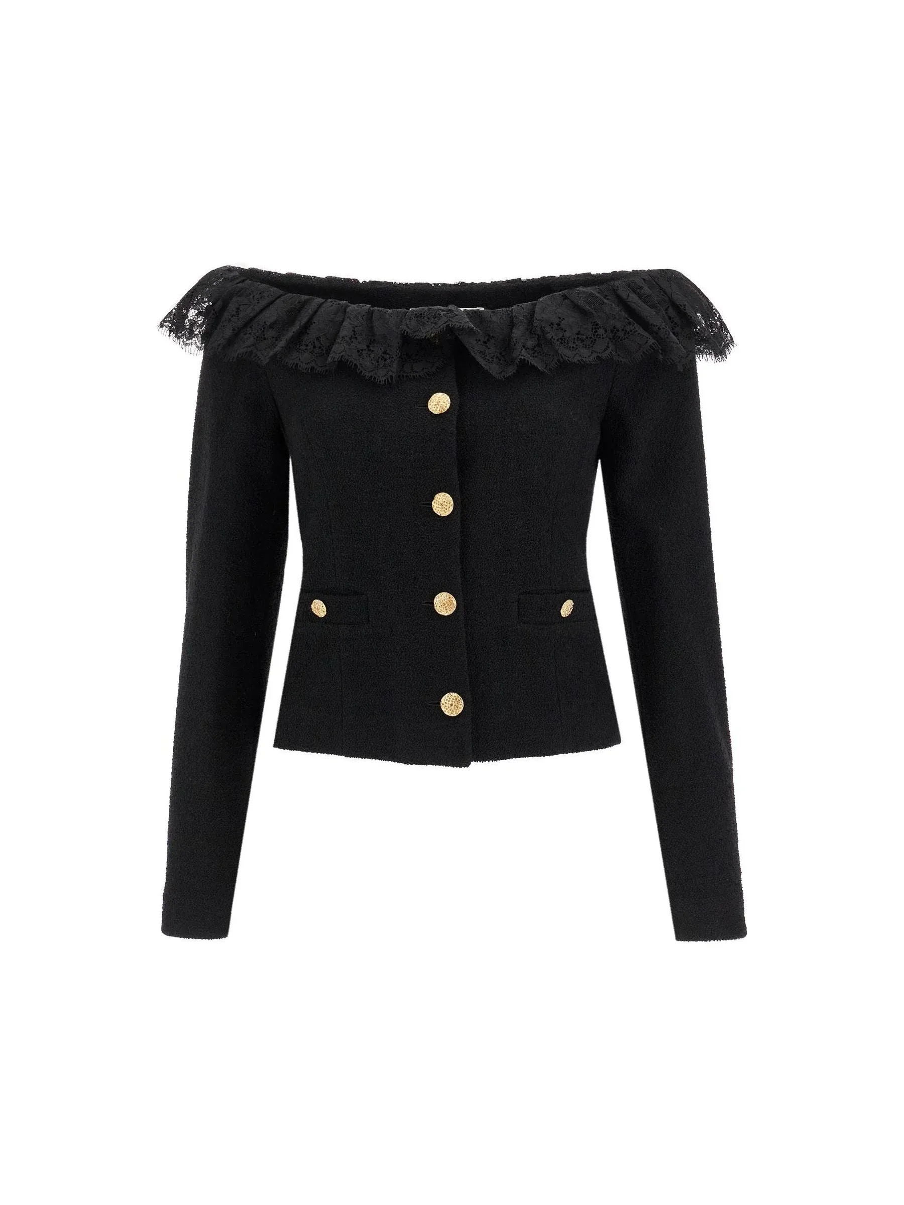 Off-Shoulder Tweed Blazer
