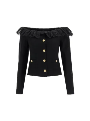 Off-Shoulder Tweed Blazer