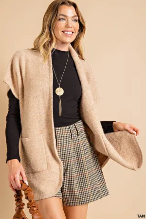 Open Sweater Cardigan - tan