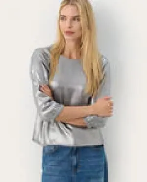 PART TWO MARICA SILVER METALLIC BLOUSE