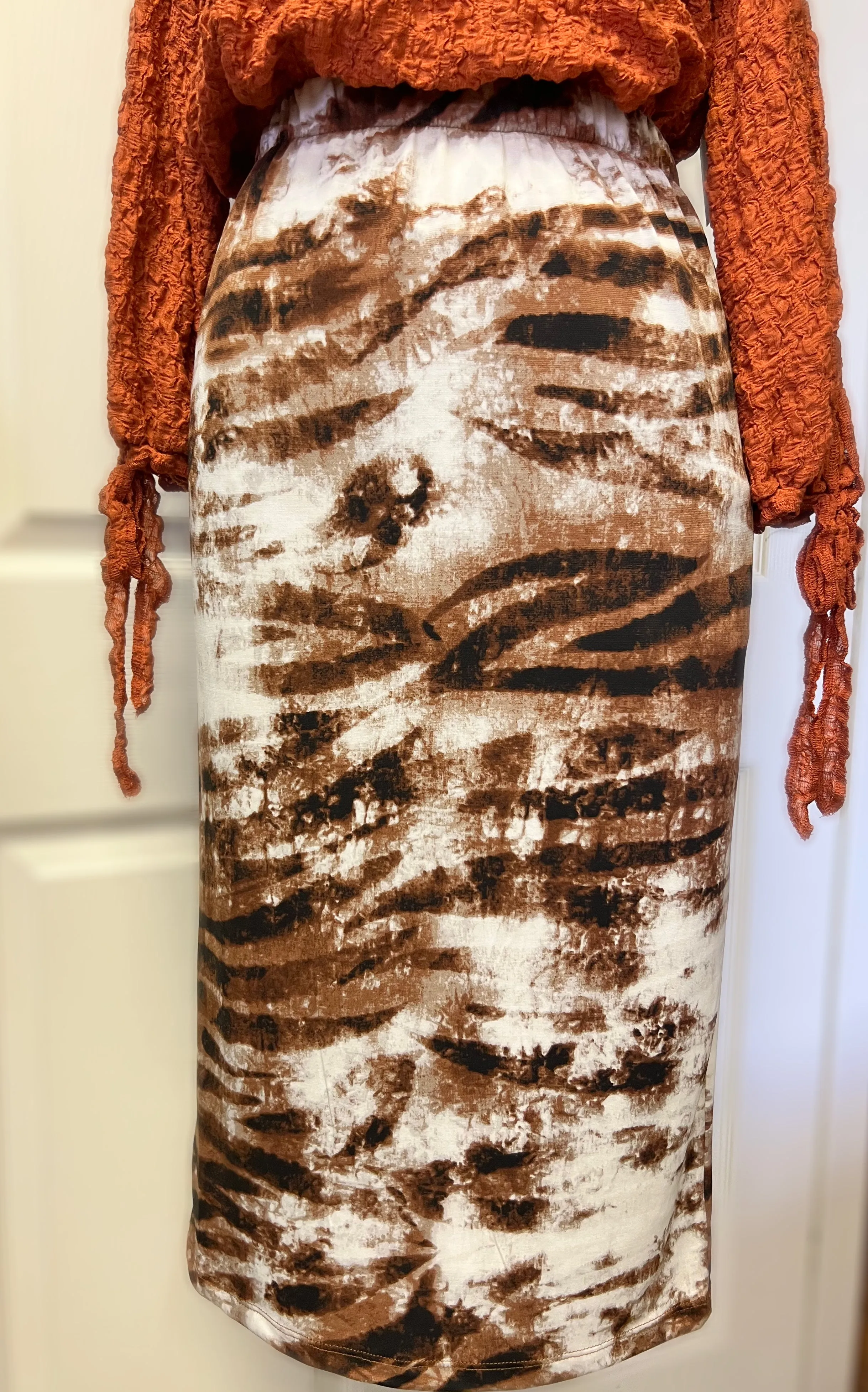 Pencil Skirt-Brown Cream Tiger