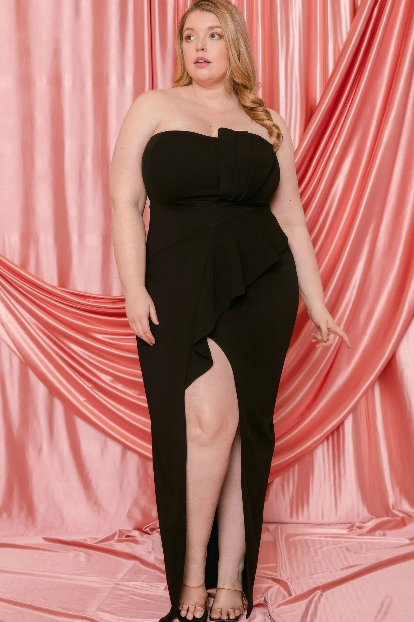 Pleated Detail Plus Maxi Dress