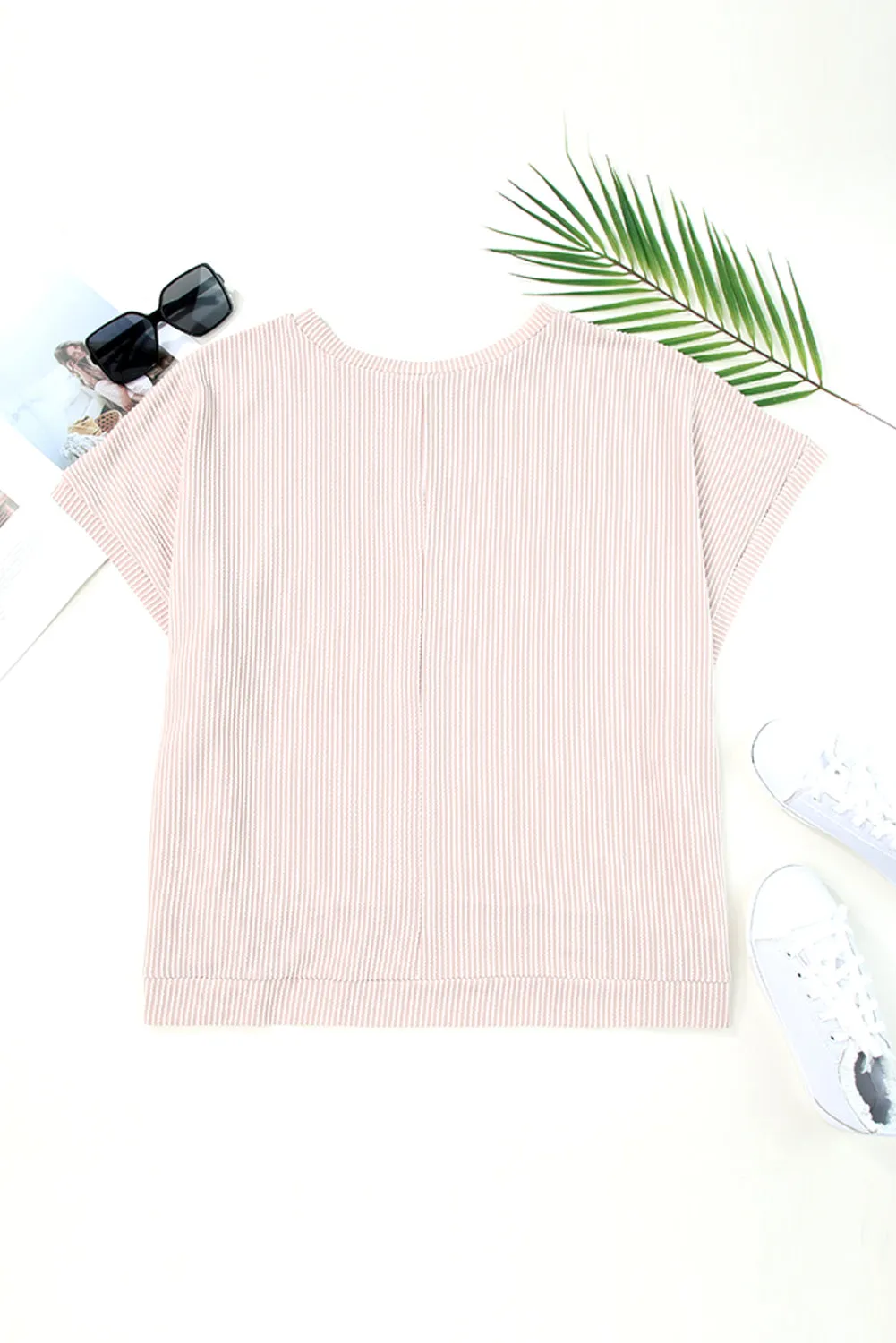 Ribbed Batwing Sleeve Oversized T-Shirt