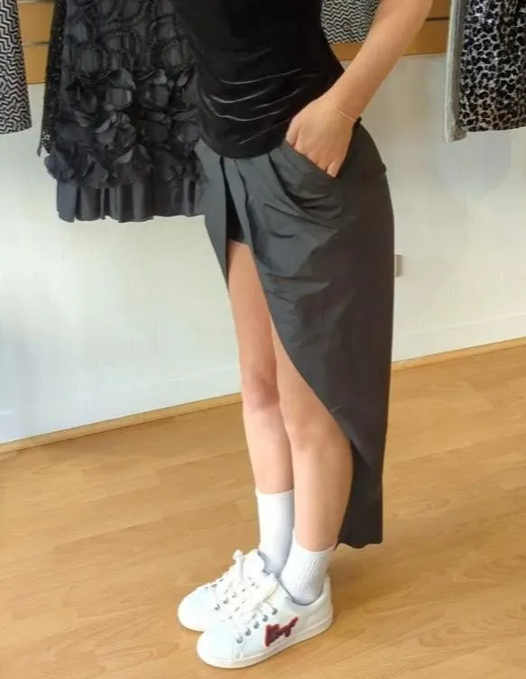 Sass & Bide Black Silk Overlay Maxi Skirt